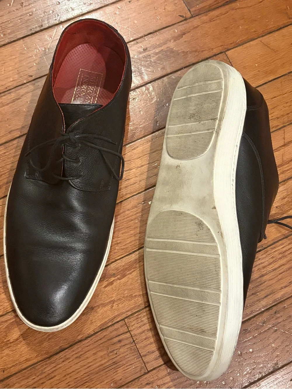 Men's MERCANTI FIORENTINI Black Leather Fashion Lace Up Sneakers Shoes 12